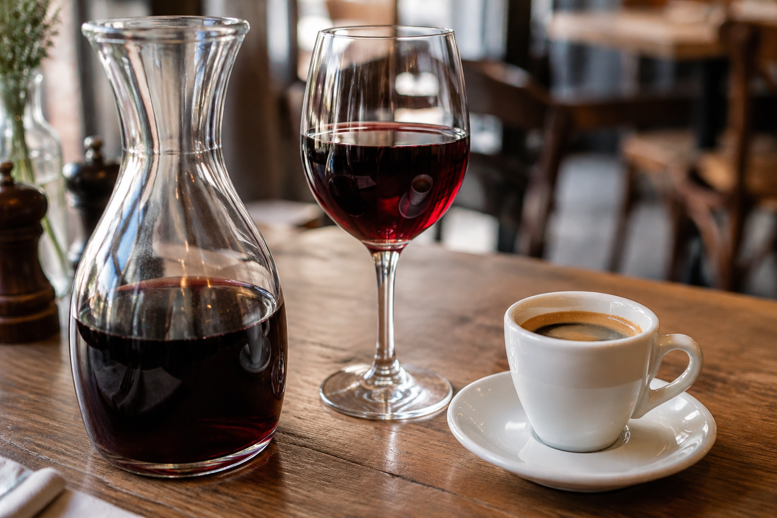 un quart de vin et un café